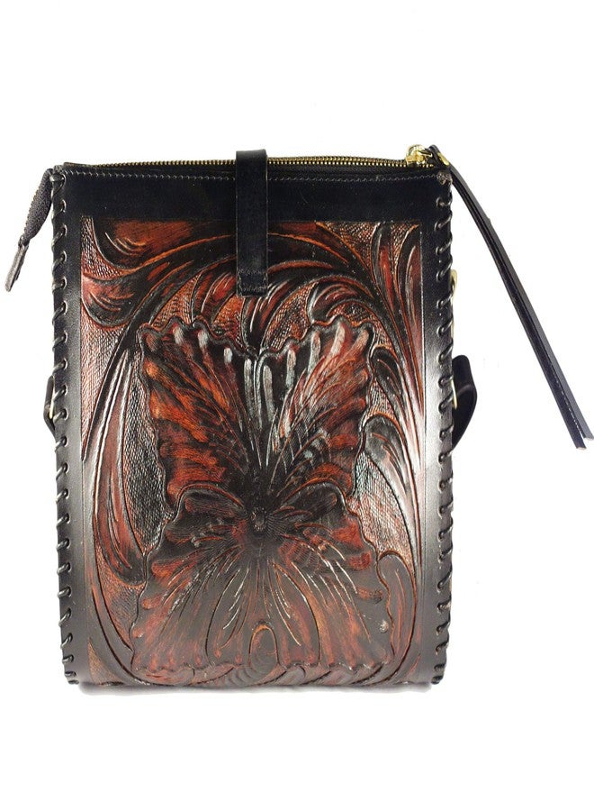Cords Craft Genuine shoulder Bag, Hand Tooled Crossbody Bag for Women (Tan & Black) | Leather Sling Bag, Women's bag - Image 3